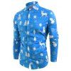 Chemise Boutonnée avec Bordure Courbée et à Imprimé Eléments de Noël - Bleu Dodger XL