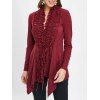 Open Front Ruffles Belted Cardigan - RED WINE M