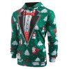 Sweat à Capuche Motif Faux-Col et à Imprimé Bonhomme de Neige et Père Noël - Vert Pin M