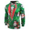 Sweat-Shirt à Capuche à Imprimé Faux Col Bonhomme de Neige et Sucre pour Noël - Vert Pin 2XL