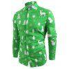 Chemise Boutonnée avec Bordure Courbée et à Imprimé Eléments de Noël - Vert M