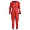 Pyjama à capuche grande taille avec elk de Noël - Rouge 1X