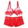 Maillot de Bain Bikini avec Armatures Style Teinture - Rouge M