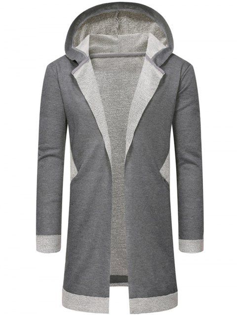 [58% OFF] 2019 Hooded Unbuttoned Long Cardigan In GRAY | DressLily