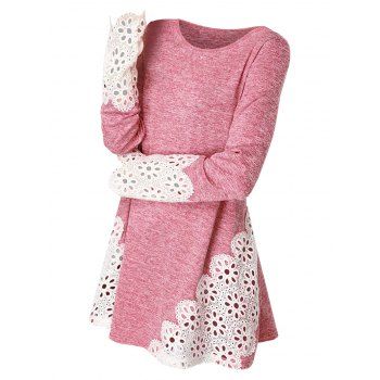 

Hollow Out Round Neck Longline Top, Watermelon pink