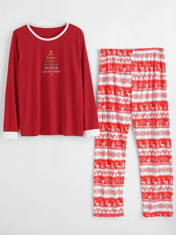 Ensemble de pyjamas de Noël à manches longues et à manches longues - Rouge 2X