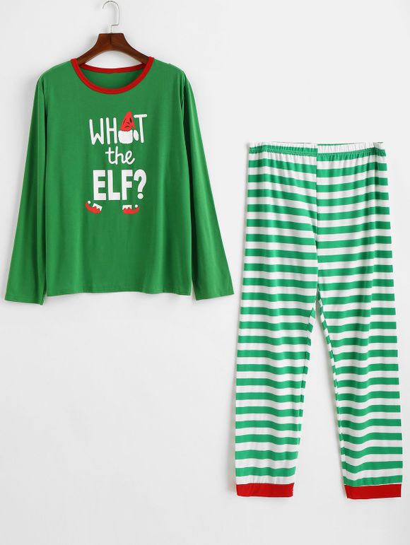 Ensemble pyjama de Noël à rayures grande taille - Vert profond 2X