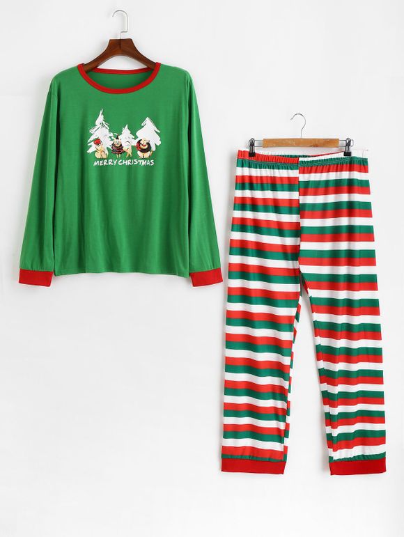 Ensemble de pyjama à rayures grand format de Noël - Vert profond 2X