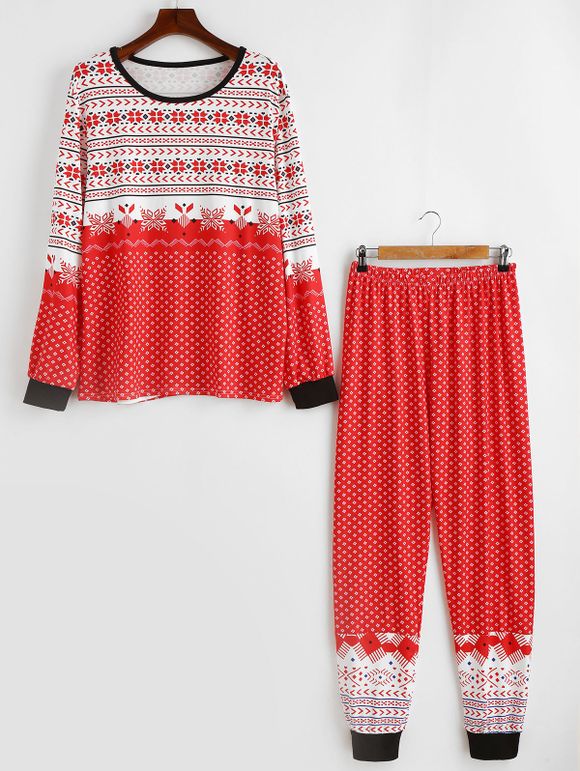 Ensemble pyjama grande taille avec imprimé de Noël - Rouge 2X