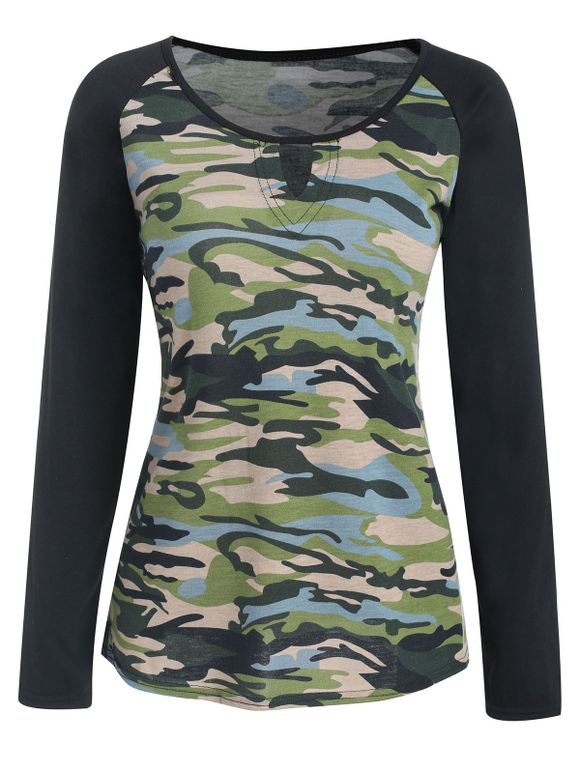 T-shirt Camouflage Imprimé à Manches Raglan - multicolor A M