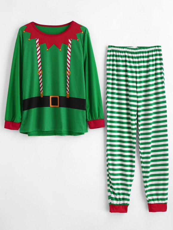 Ensemble de t-shirt et pantalons de pyjama de Noël de grande taille - Vert profond 2X