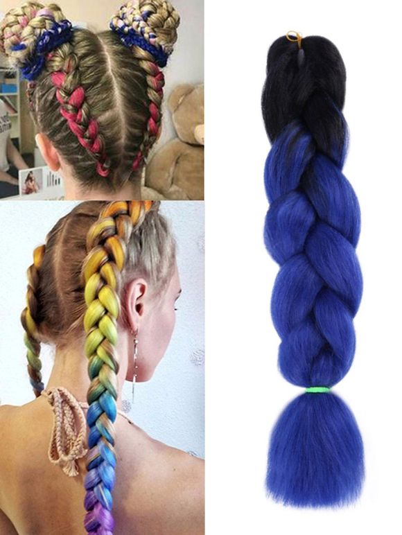 Extension de Cheveux Synthétiques Longue Colorée Tressée - multicolor M 