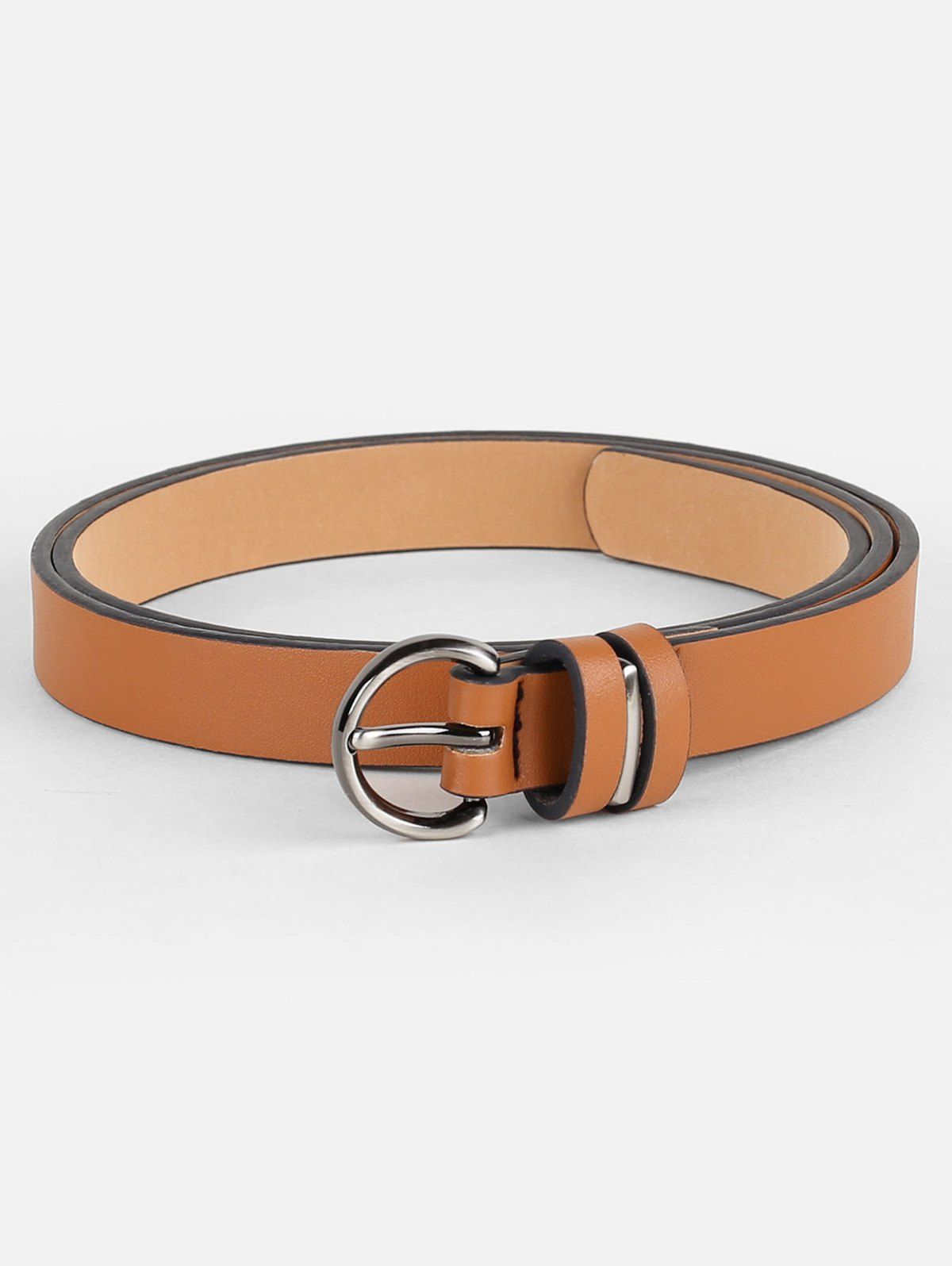 

Simple Artificial Leather Skinny Pant Belt, Camel brown