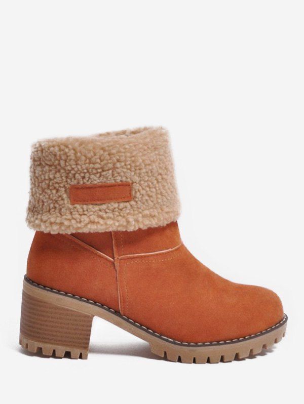 

Plus Size Contrast Faux Fur Fold Over Boots, Orange
