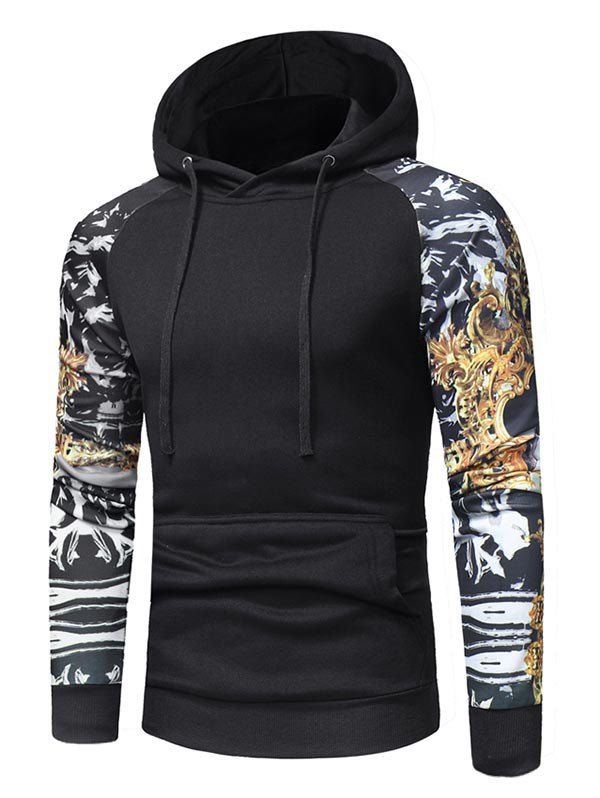

Raglan Sleeve Slim Fit Pullover Hoodie, Black