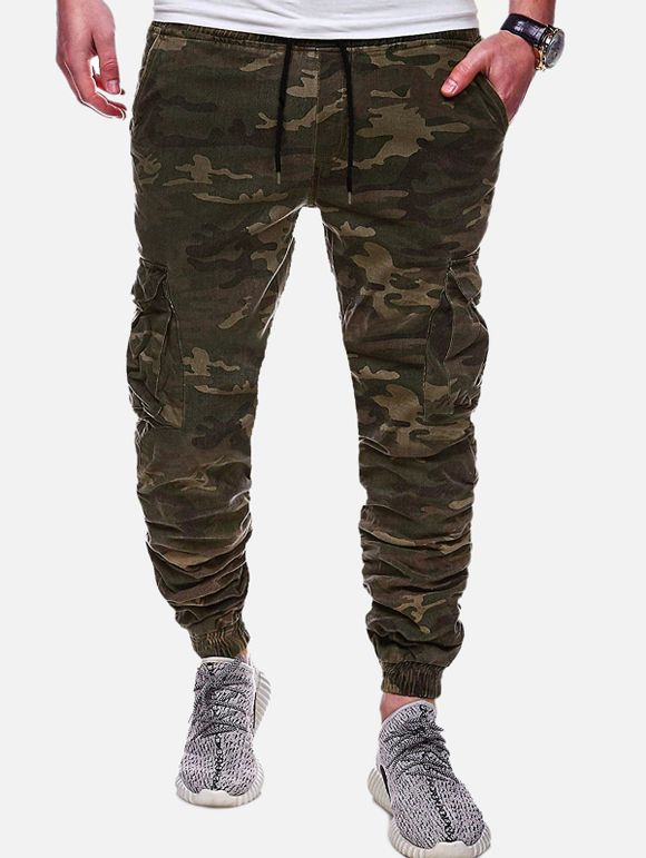 Pantalon Jogging Décontracté avec Cordon de Serrage à Imprimé Camouflage - ACU Camouflage XS