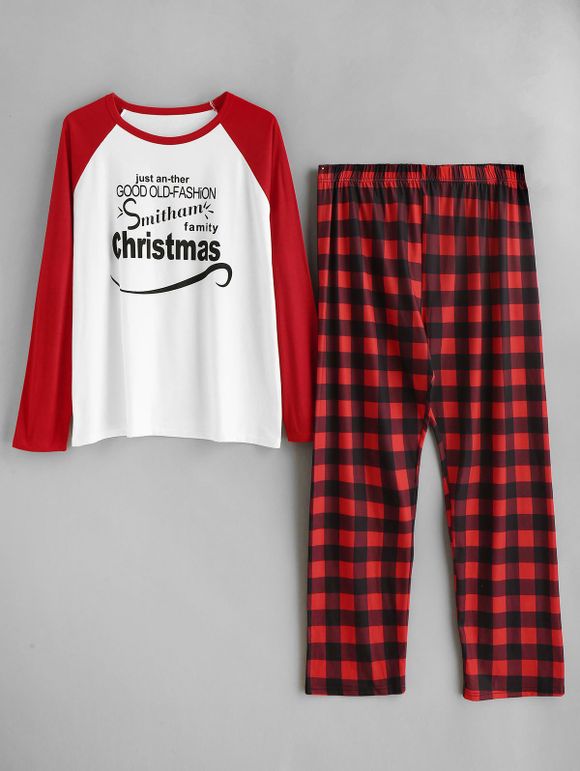 Ensemble de pyjama à carreaux de grande taille de Noël - Blanc 1X