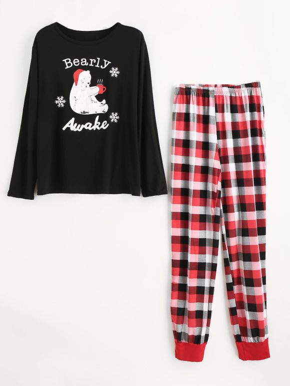 Ensemble pyjama de Noël à carreaux grande taille - Noir 1X
