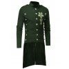 Triple Breasted High Low Hem Embroidery Woolen Coat - ARMY GREEN XS