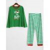 Ensemble pyjama de Noël à rayures grande taille - Vert profond 1X