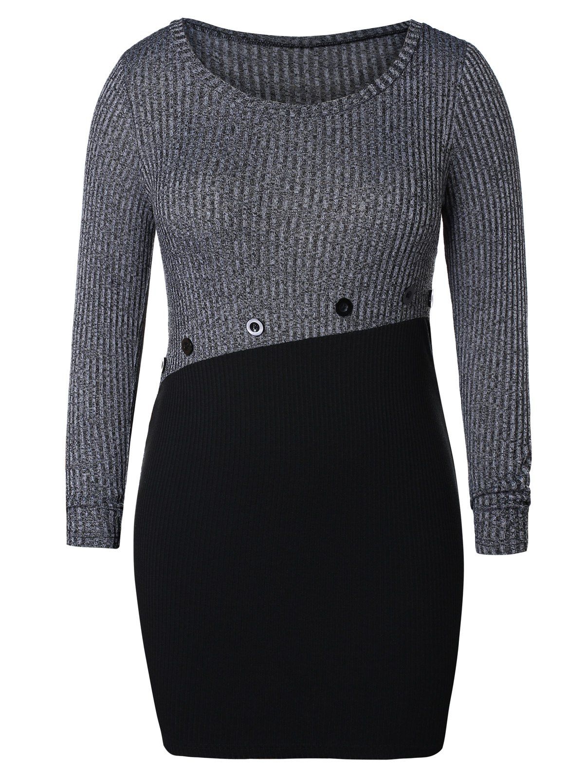 

Plus Size Hit Color Bodycon Splicing Dress, Multi