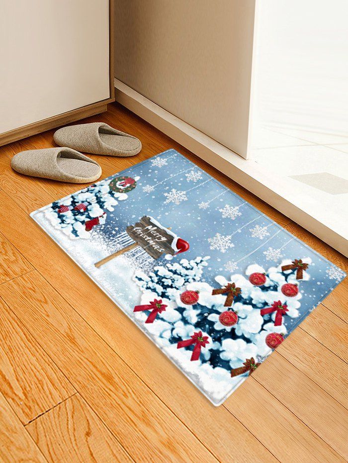 

Christmas Tree and Snowflakes Pattern Non-slip Area Rug, Multi