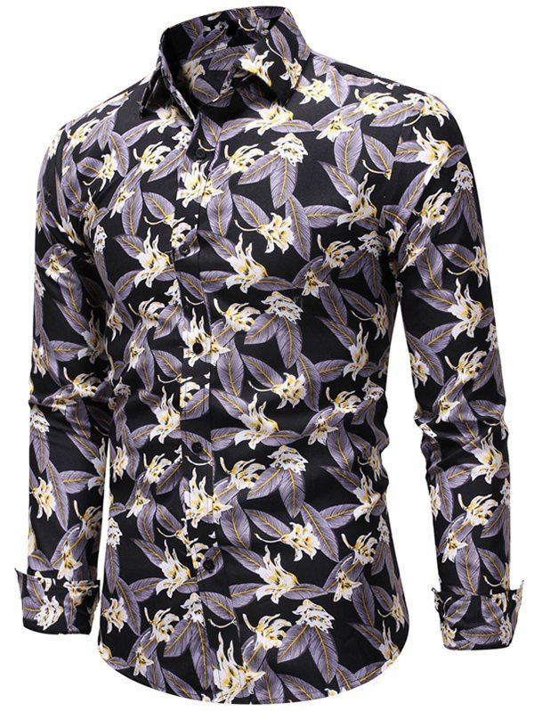 

Flowers Pattern Long Sleeves Casual Shirt, Yellow