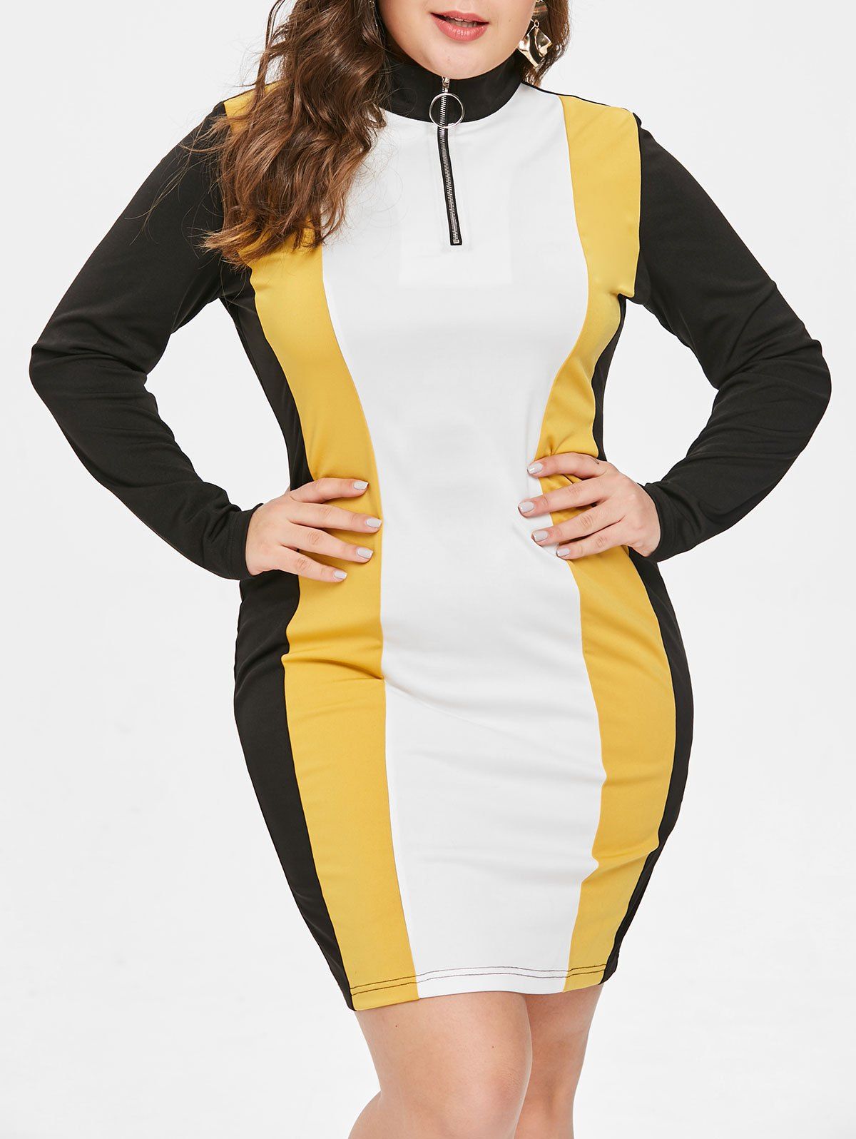 half zip bodycon dress