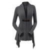 Cable Knit Buckle Asymmetrical Cardigan - LIGHT GRAY M