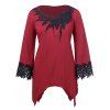 T-shirt Mouchoir Motif de Fleur Jointif de Grande Taille - Rouge Vineux 1X