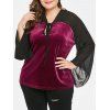 Top Panneau en Maille en Velours de Grande Taille - Rouge Vineux 3X