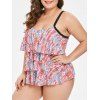 Ensemble de Tankini Superposé Imprimé de Grande Taille - multicolor 1X