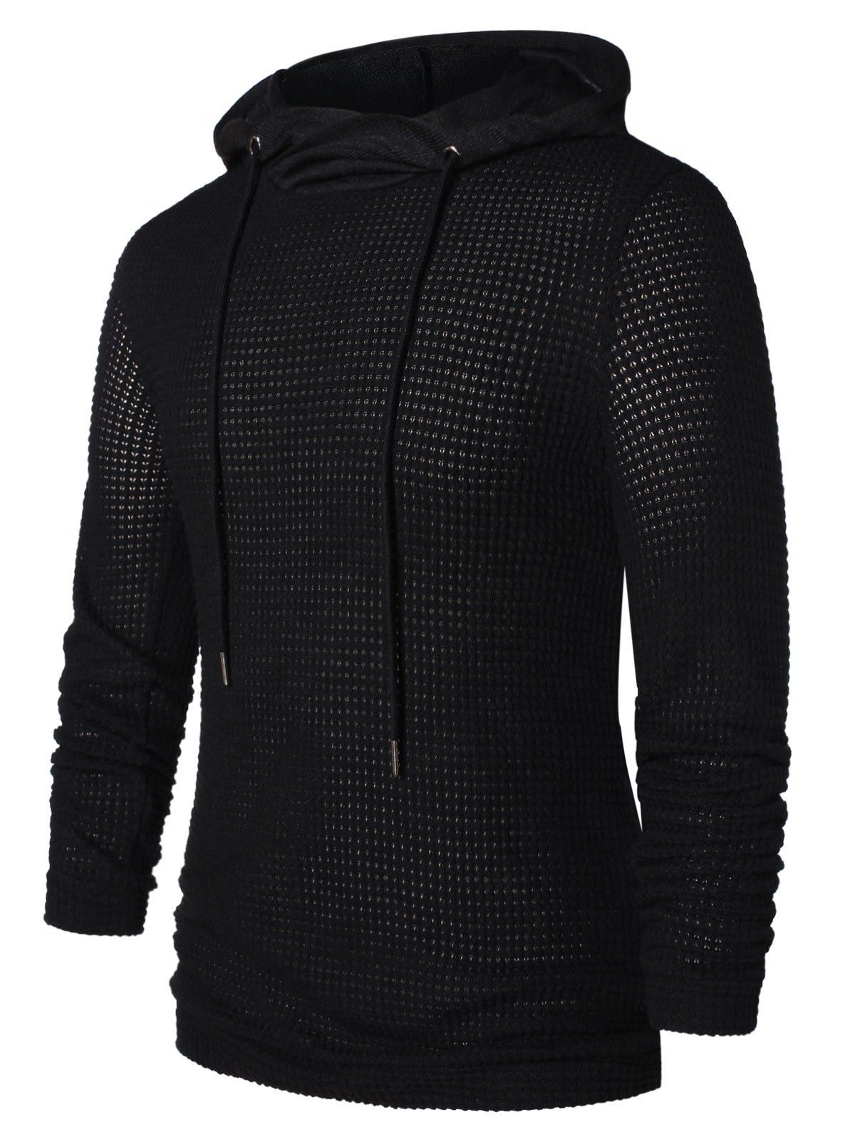 

Openwork Long Sleeve Hoodie, Black