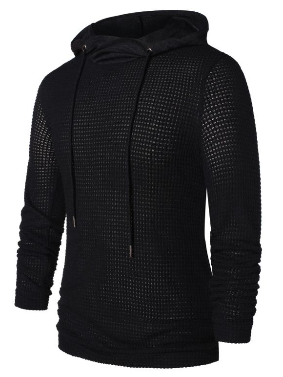 Sweat à Capuche Ajouré à Manches Longues - Noir 2XL