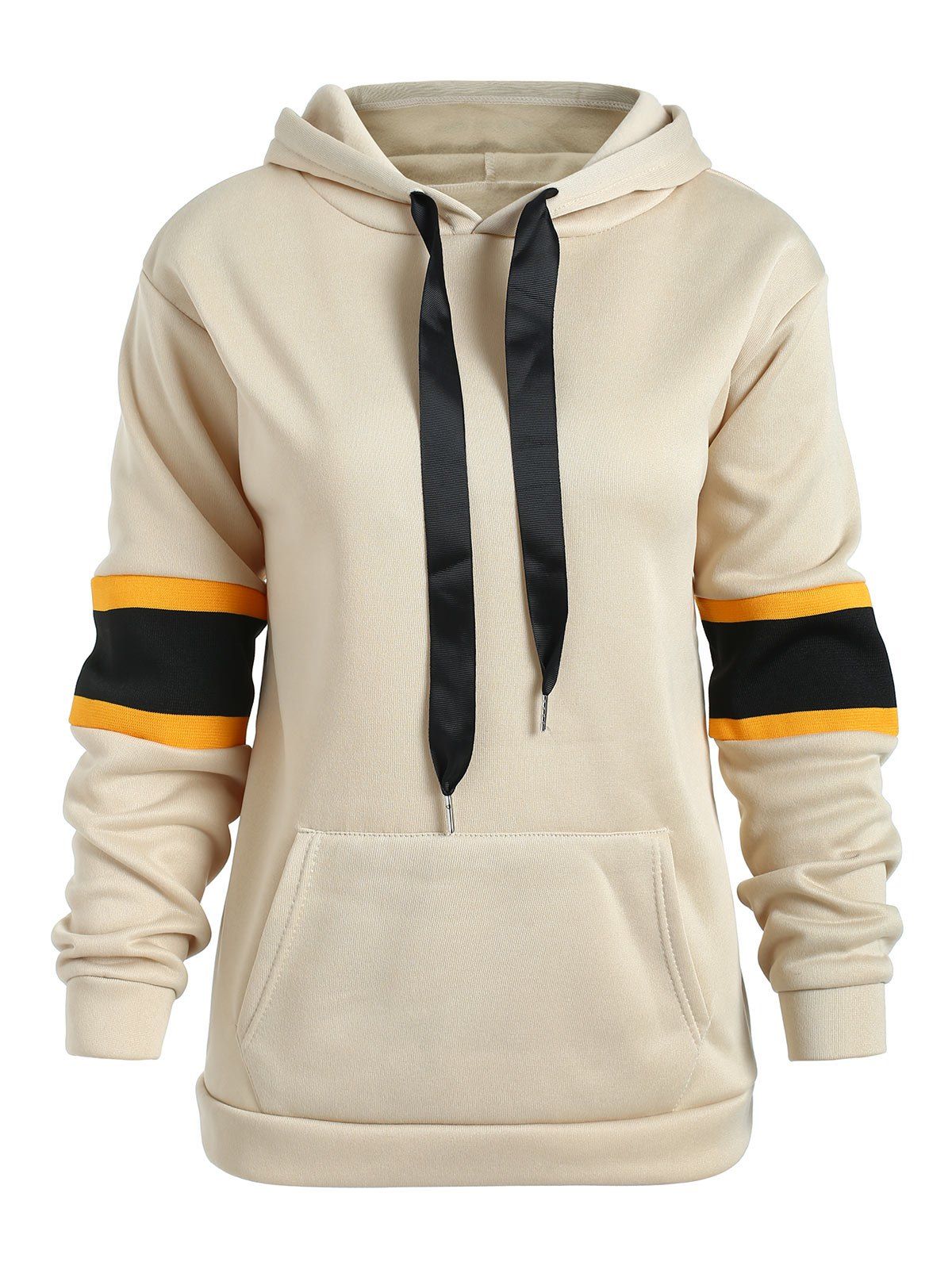 

Panel Kangaroo Pocket Drawstring Hoodie, Brown