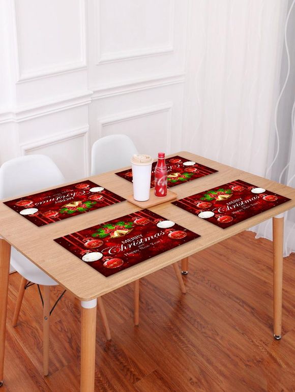 Set de table imprimé joyeux noël cloche 1pc - Rouge W18 X L12 INCH