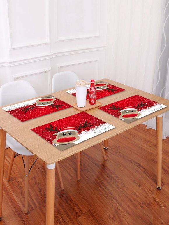 Set de table imprimé de cerfs joyeux Noël 1PC - Rouge W18 X L12 INCH