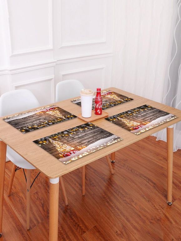 Set de table en bois imprimé cadeau de sapin de Noël 1PC - Brun Ours W18 X L12 INCH