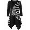 Robe Motif Géométrique Rayée Imprimée de Grande Taille - Noir L