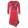 Robe de Grande Taille Boutonnée à Fleurs - Rouge 3X