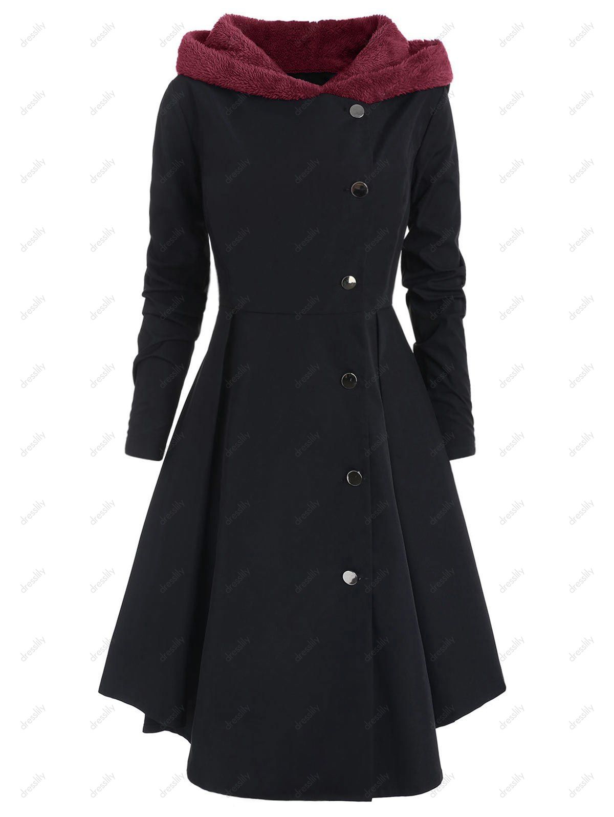 hooded skirted coat