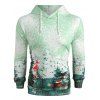 Sweat-Shirt à Capuche Pullover avec Imprimé Paysage - Vert Menthe 2XL