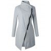 Manteau Zip Oblique en Laine - Gris Clair XL