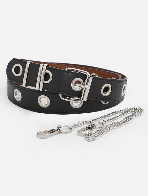 hollow out round faux leather waist belt