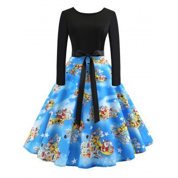 

Vintage Printed Flare Dress, Multicolor b