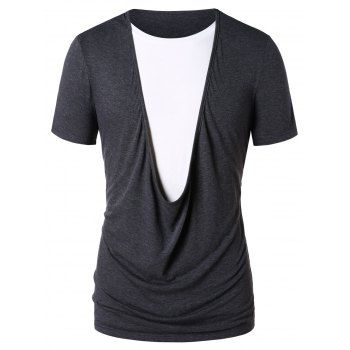 

Faux Twinset Color Block T-shirt, Gray