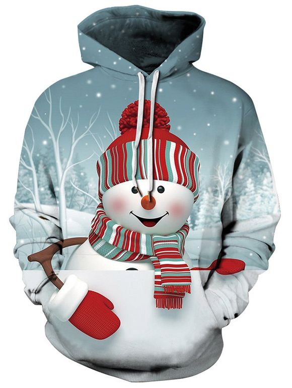 Sweat à capuche à motif de bonhomme de neige de Noël - multicolor L