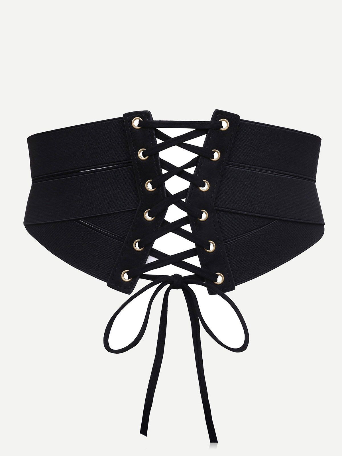 [41 OFF] 2021 Vintage Drawstring Zipper Corset Waist Belt In BLACK