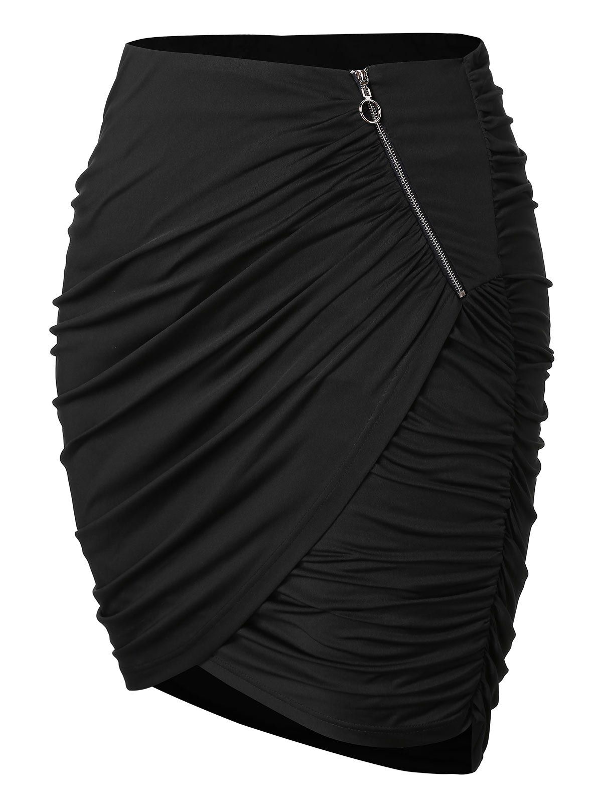 Plus Size Ruched Mini Skirt - BLACK 2X