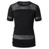T-shirt Panneau en Maille à Manches Courtes - Noir M